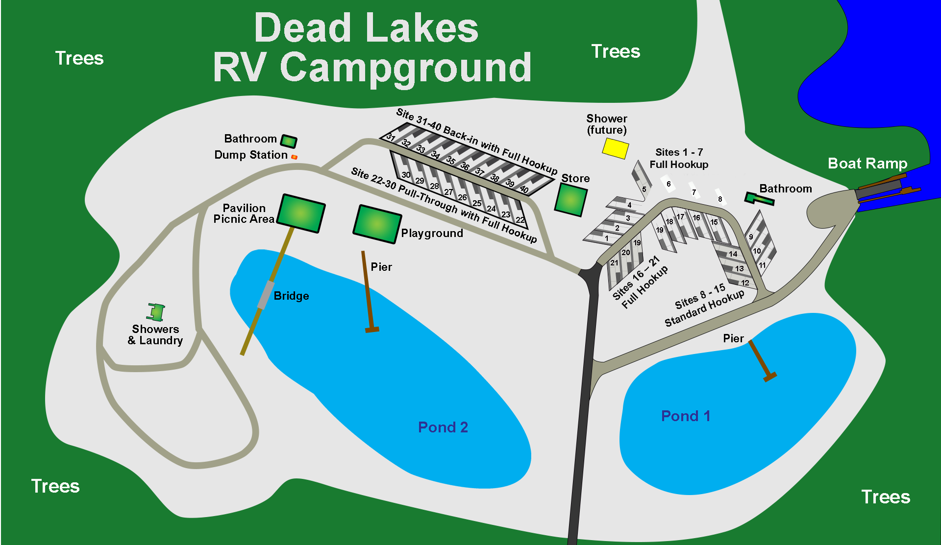 Dead Lakes RV Campground Map